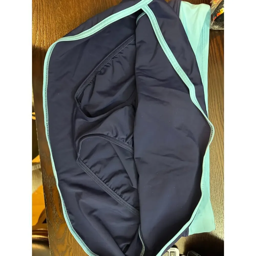 Lands' End New Sports Swim Skort Skirt Blue Piping Size 10